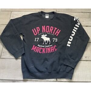 Women's Gray Grey‎ Pink Small Mackinac Michigan Crewneck Sweatshirt Sweater S